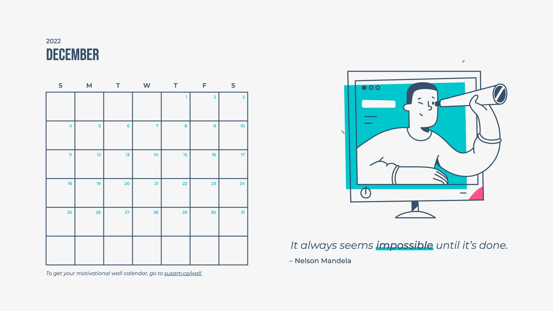 A calendar with an image of a man holding a phone.