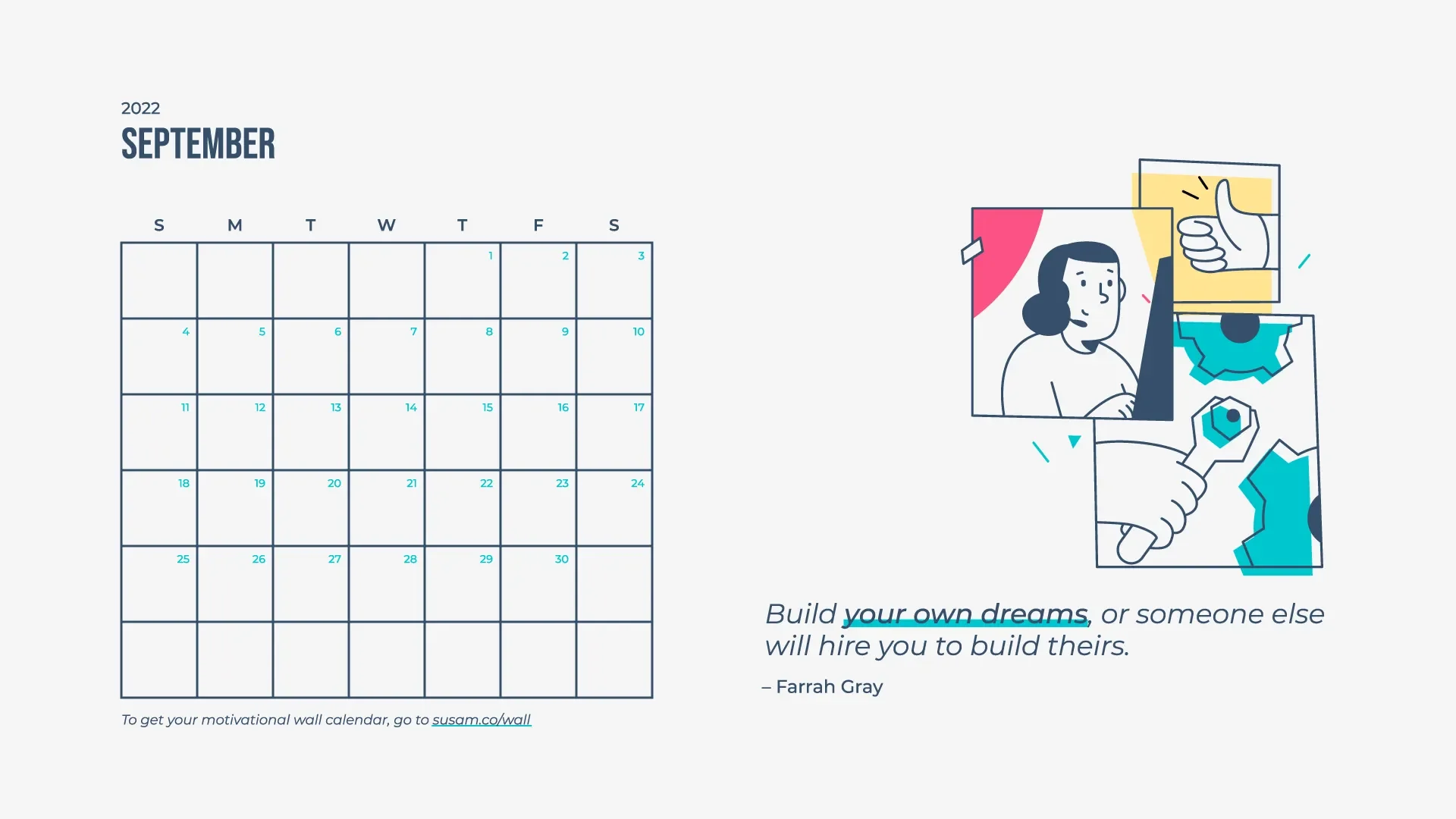 A calendar with a picture of a woman and a man.