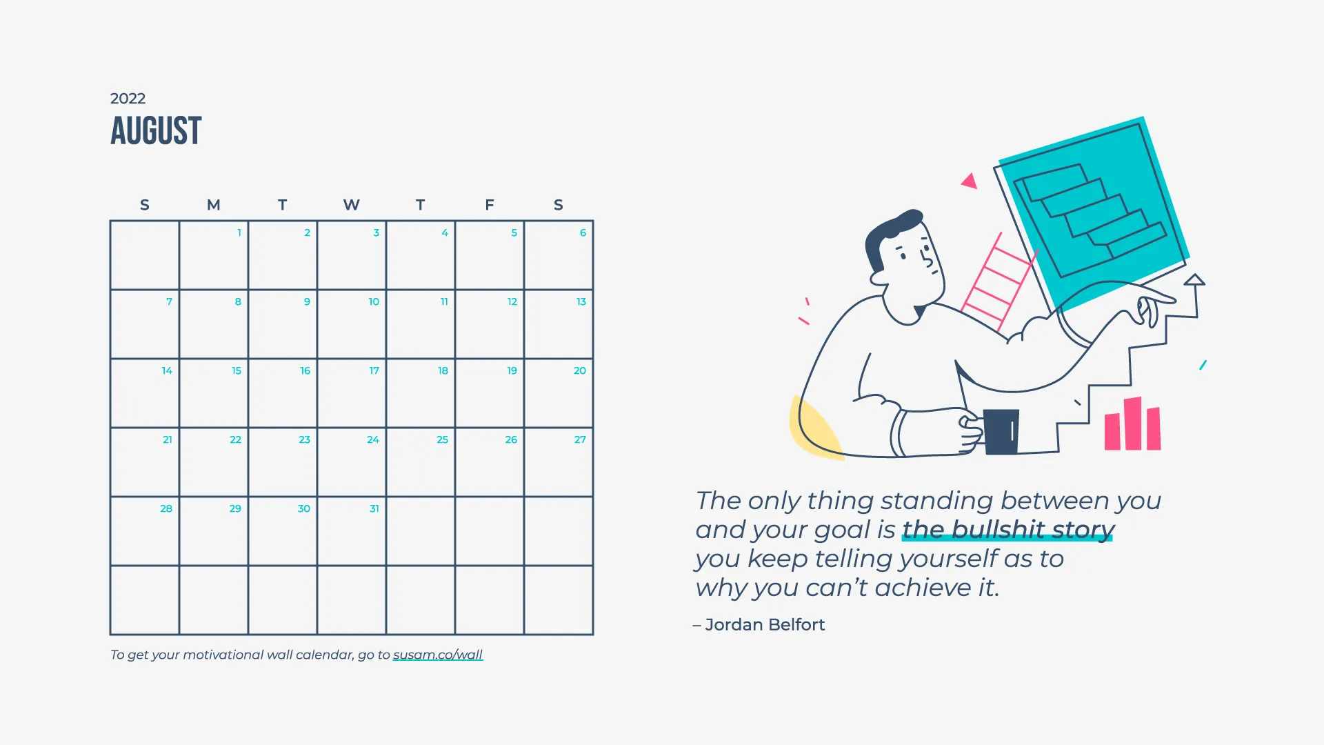 A calendar with an illustration of a man working on a computer.