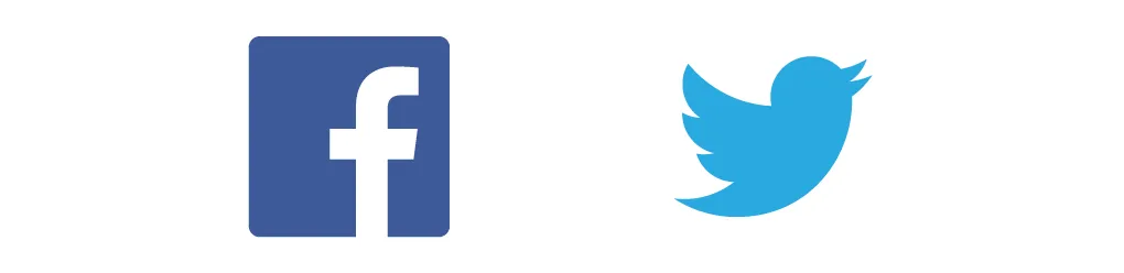A twitter and facebook logo next to each other.