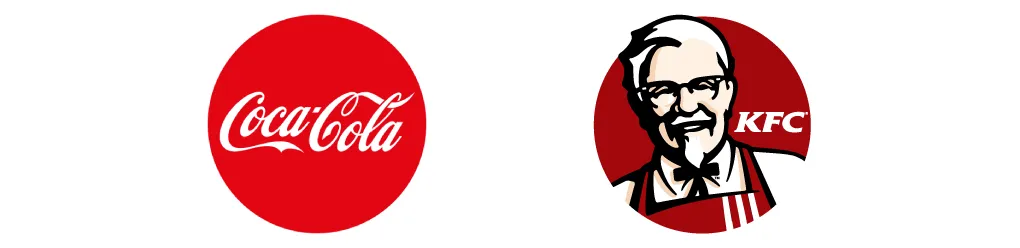 Coca cola and kfc logos.