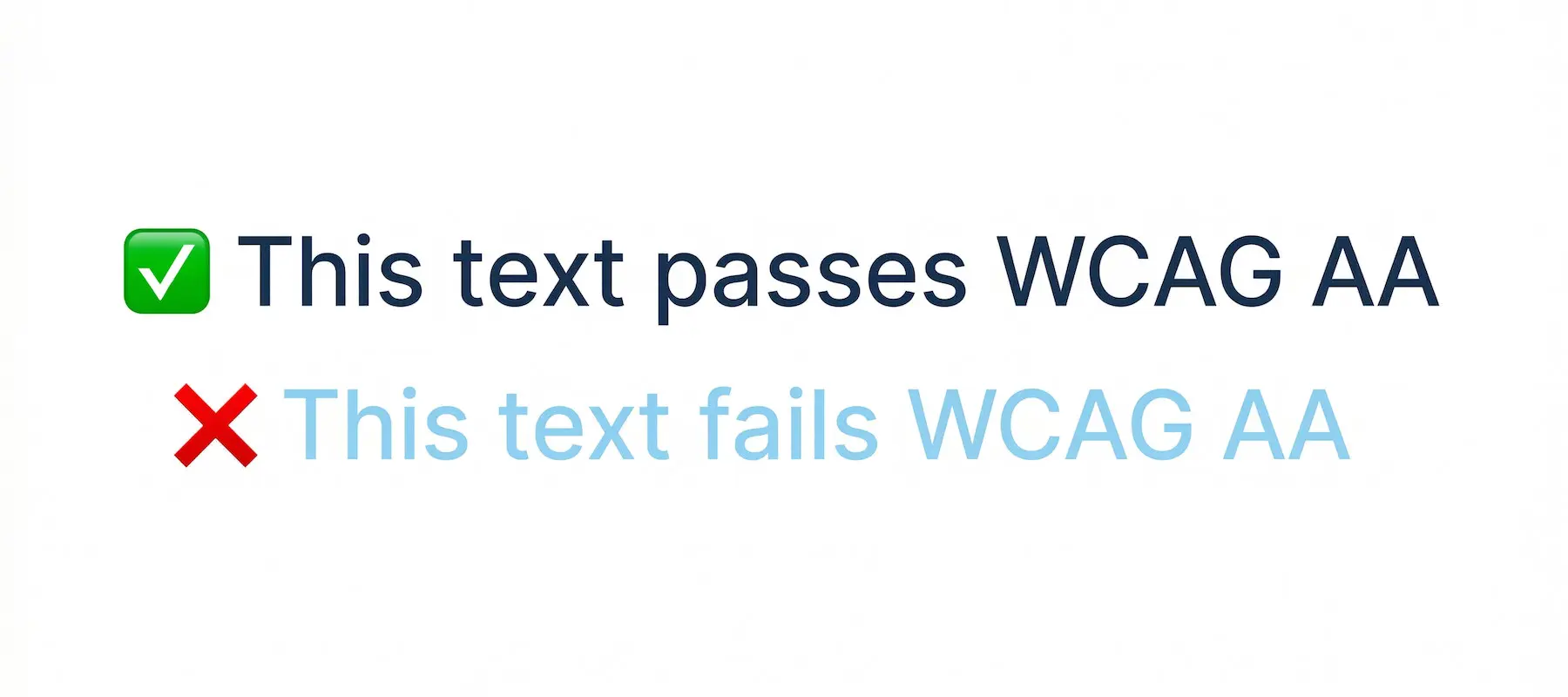 Two lines of text on white background — one passes WCAG accessibility contrast, one fails and is visibly harder to read